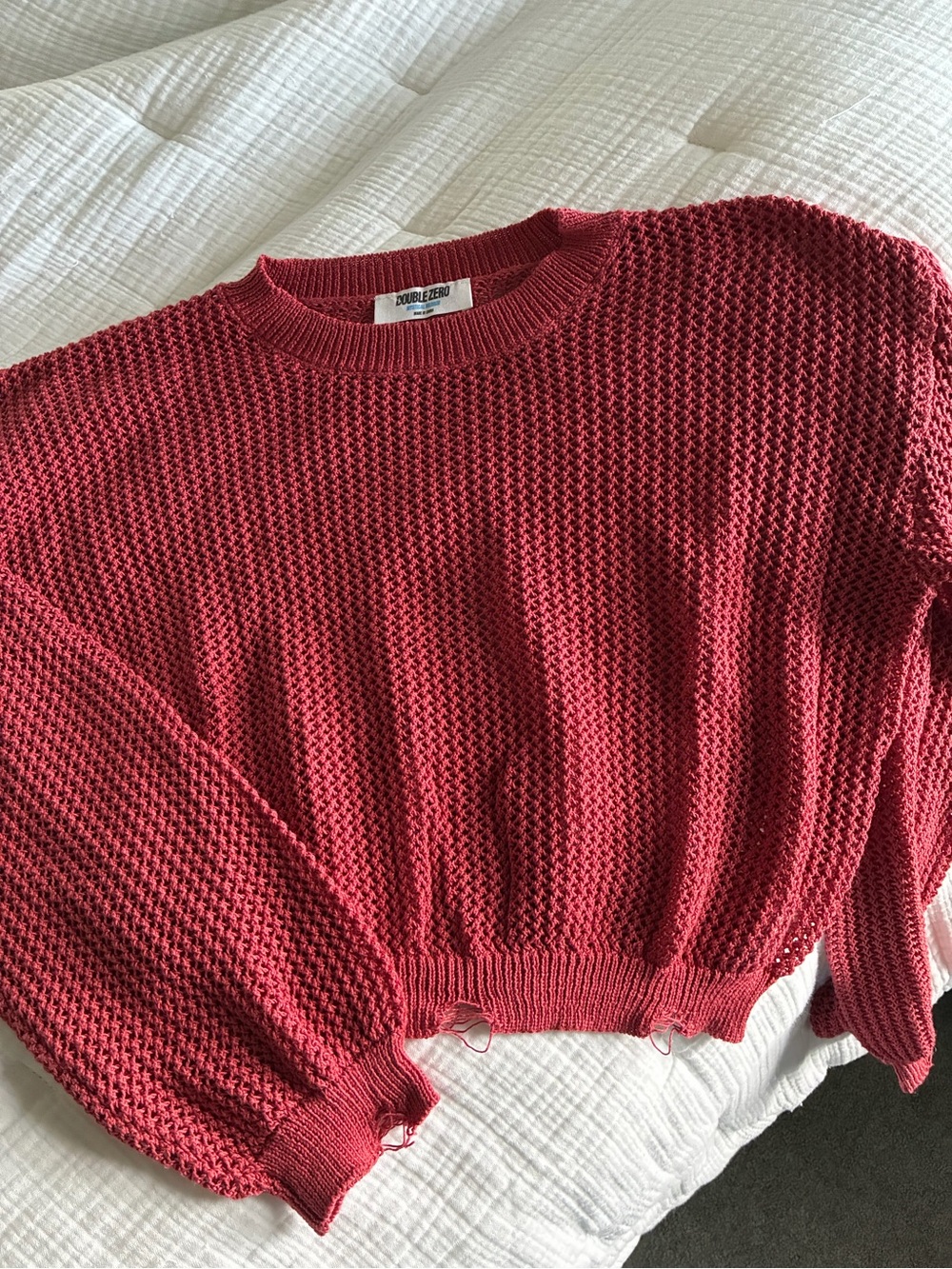 Double zero Red/pink cropped Waffle Knit Sweater